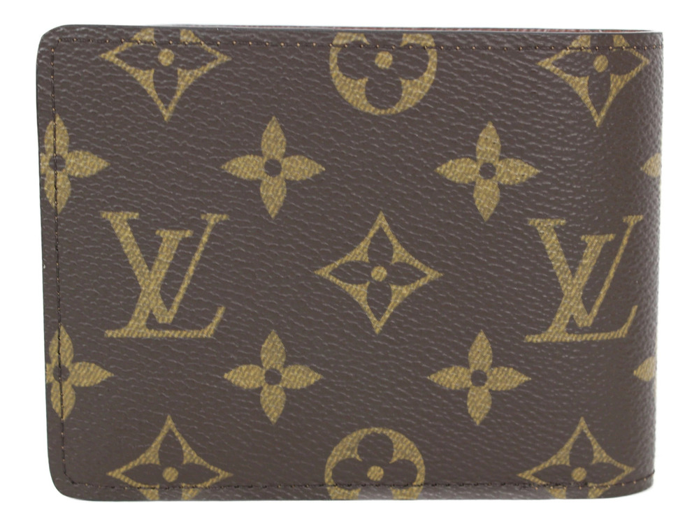 Louis Vuitton fold Brown Monogram Wallet Portefeuille Multiple Bi Brown